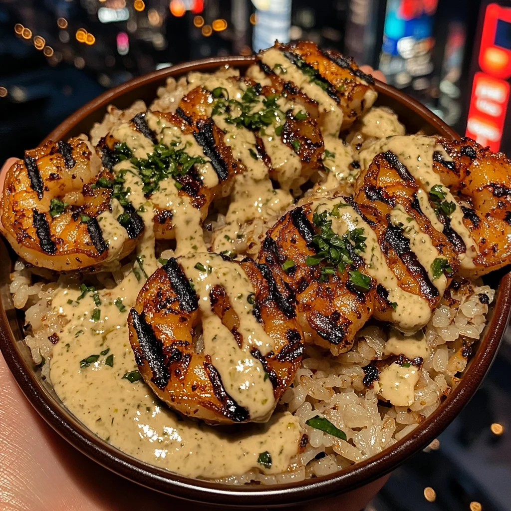 Grilled Shrimp Rice Bowls with Zesty Lime Dressing