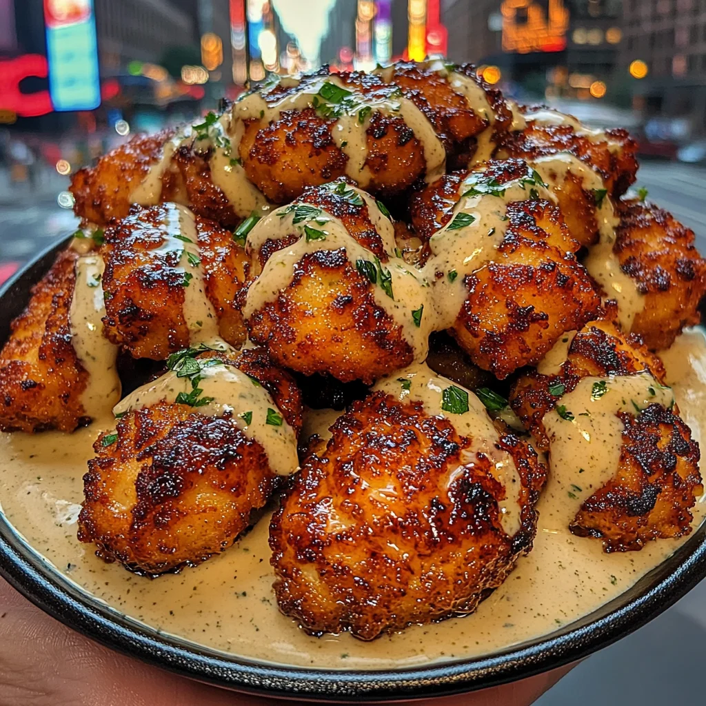 Honey Garlic Chicken Nuggets with Creamy Herb Sauce