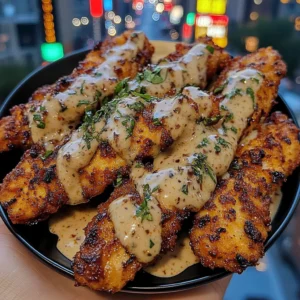Honey Garlic Chicken Strips with Spicy Ranch Sauce