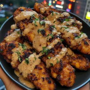 Honey Garlic Chicken Strips with Tangy Ranch Sauce