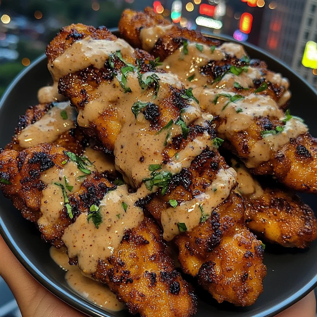 Honey Garlic Chicken Strips with Tangy Ranch Sauce