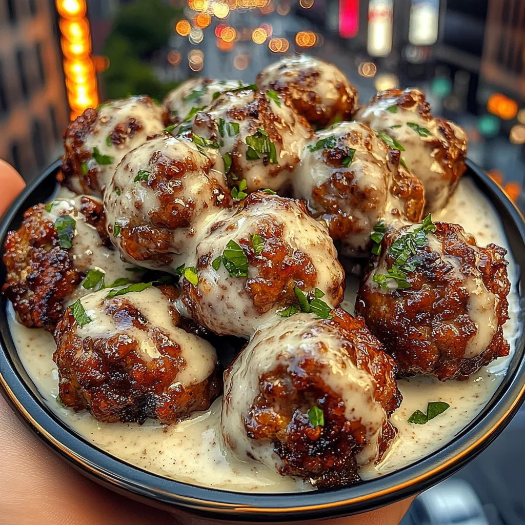 Honey Garlic Meatballs with Creamy Yogurt Sauce