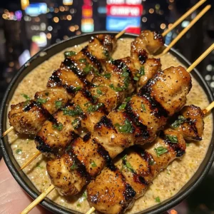 Honey Sriracha Chicken Skewers with Garlic Lime Dip