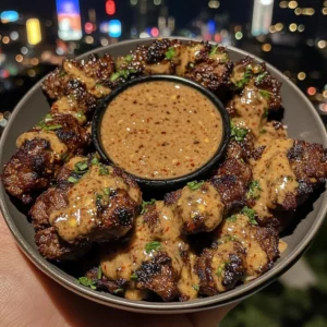 Korean BBQ Beef Bites with Chili Garlic Dipping Sauce