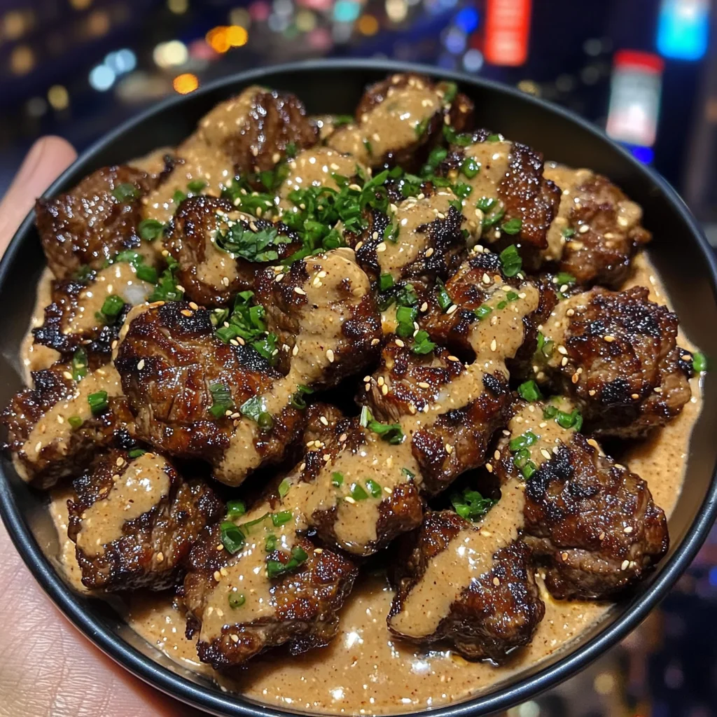 Korean BBQ Beef Bites with Sesame Garlic Sauce