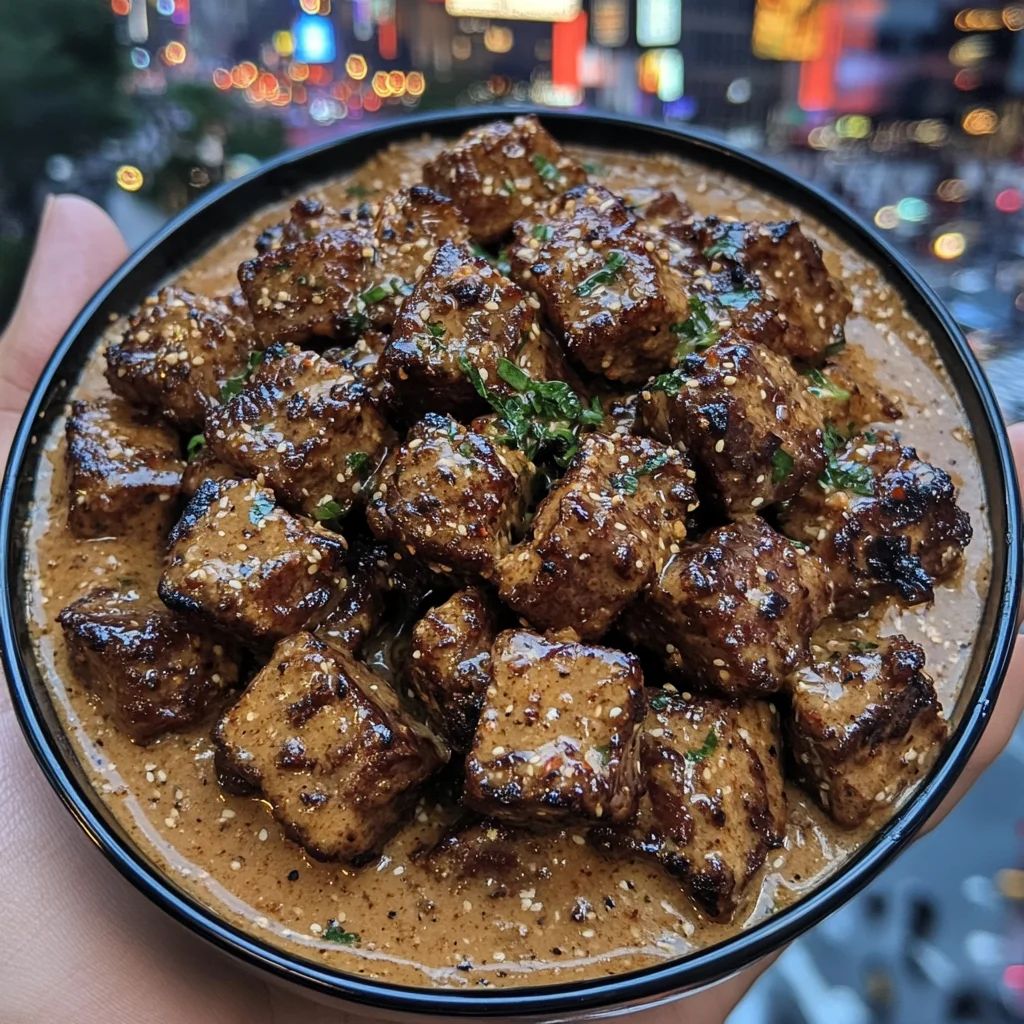 Korean BBQ Beef Cubes with Spicy Soy Dip
