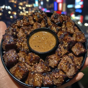 Korean BBQ Beef Cubes with Spicy Soy Dipping Sauce