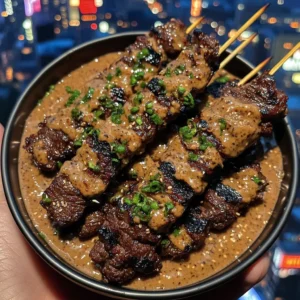 Korean BBQ Beef Skewers with Sweet Sesame Sauce