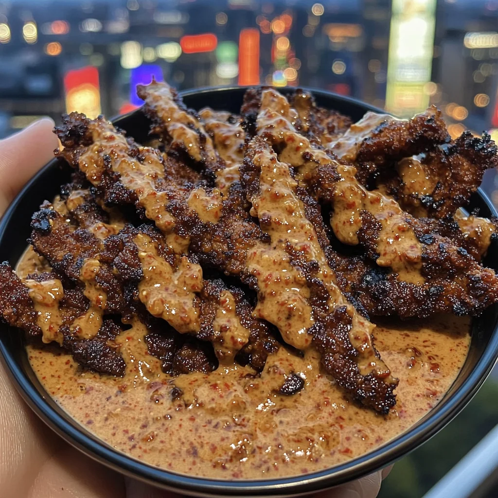 Korean BBQ Beef Strips with Sweet Chili Dip
