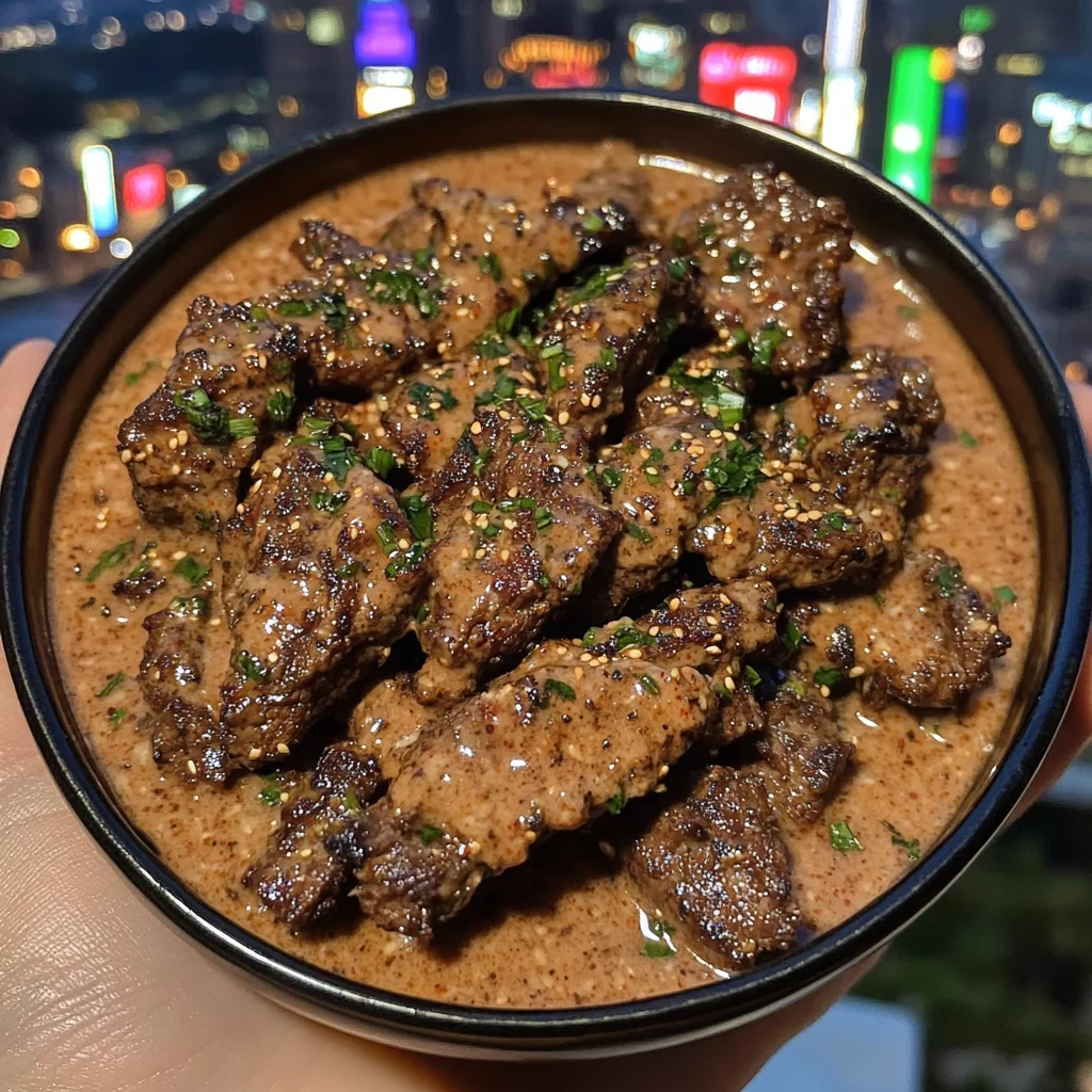 Korean BBQ Beef Tips with Spicy Gochujang Dip