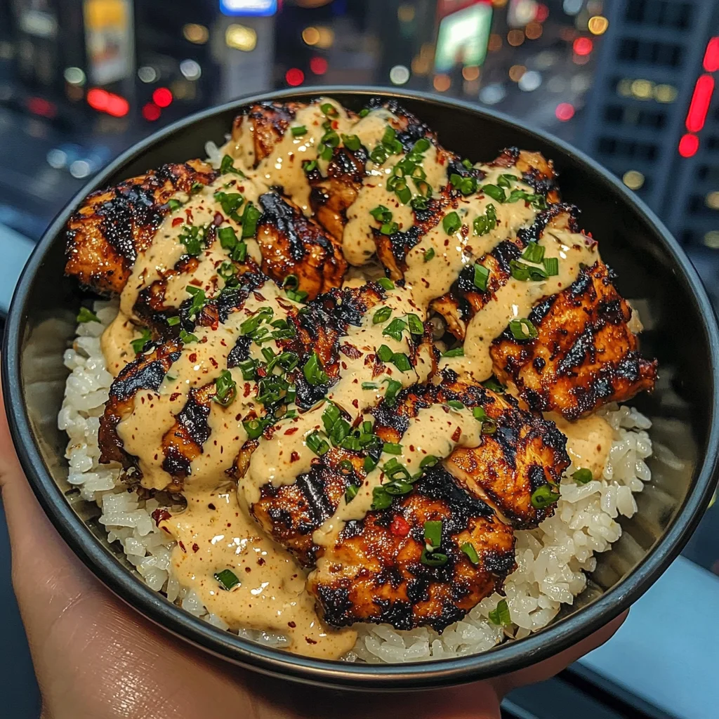 Korean BBQ Chicken Rice Bowls with Spicy Gochujang Sauce
