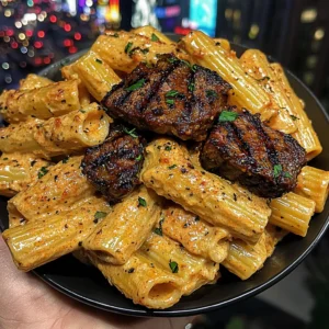 Rigatoni in Cajun Tomato Parmesan Cream Sauce with Grilled Steak