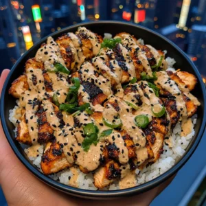 Sesame Ginger Chicken Rice Bowls with Miso Dressing