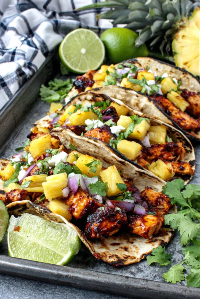 Sheet Pan Chicken, Chipotle & Pineapple Tacos