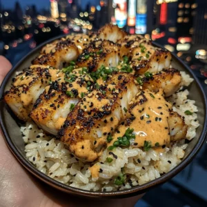 Spicy Cod Rice Bowls with Sesame Chili Sauce