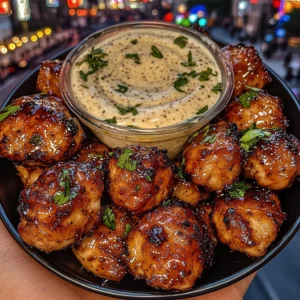 Spicy Honey Chicken Bites with Creamy Garlic Ranch Dip