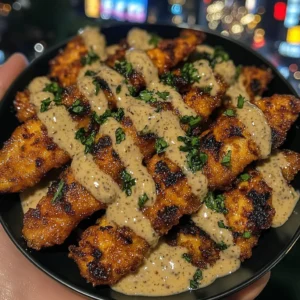 Spicy Honey Chicken Strips with Garlic Ranch Sauce