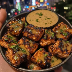 Spicy Honey Glazed Salmon Bites with Citrus Dip