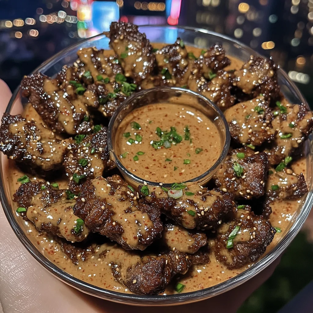 Spicy Korean Beef Bites with Gochujang Dipping Sauce
