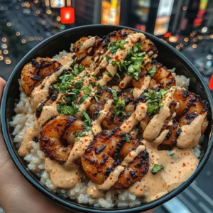 Spicy Shrimp Rice Bowls with Sweet Chili Lime Drizzle