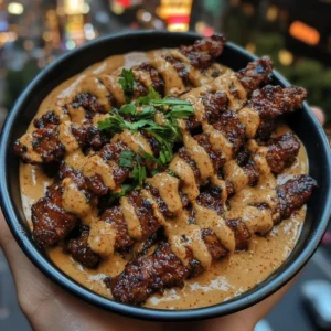 Spicy Soy Beef Strips with Creamy Gochujang Sauce