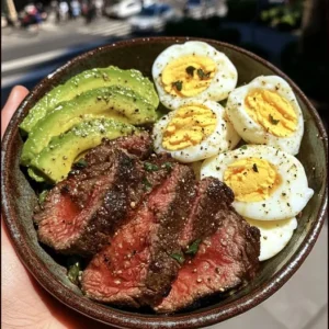 Steak, Eggs, and Avocado Breakfast Bowl
