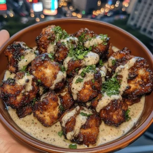 Sticky Honey Garlic Chicken Bites with Ranch Sauce