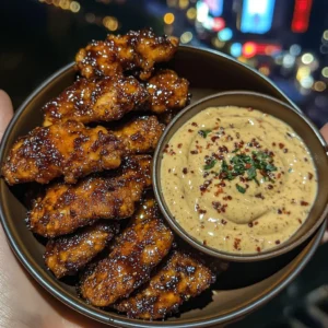 Sticky Honey Soy Chicken Tenders with Creamy Chili Dip