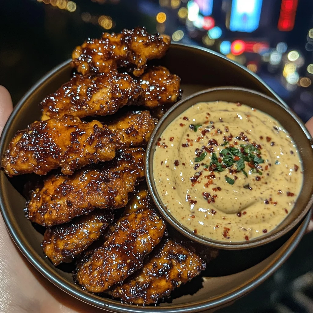 Sticky Honey Soy Chicken Tenders with Creamy Chili Dip