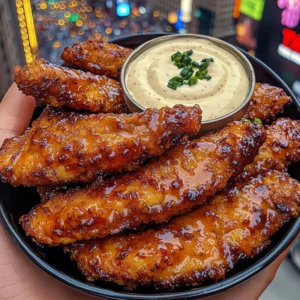 Sticky Honey Teriyaki Chicken Strips with Creamy Dip