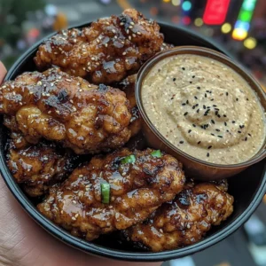 Sticky Soy Glazed Chicken Tenders with Sesame Dip