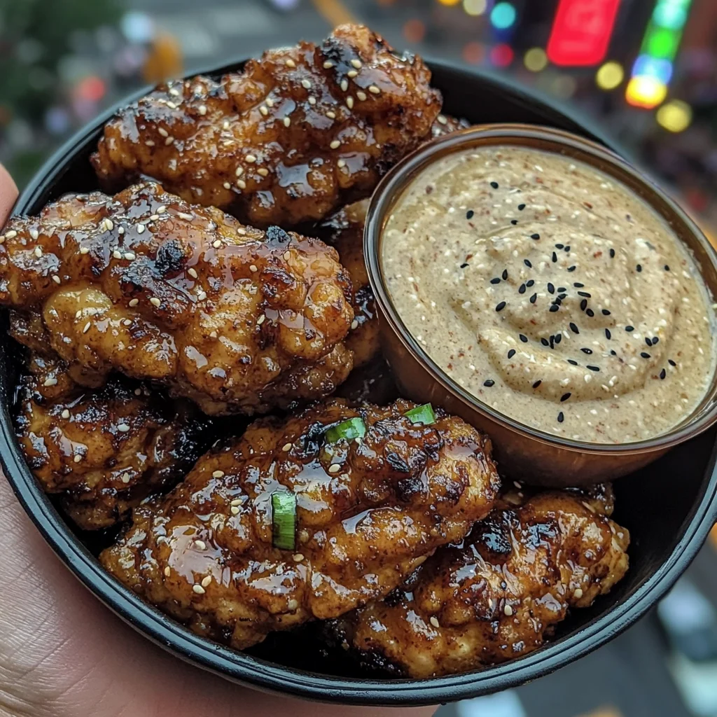 Sticky Soy Glazed Chicken Tenders with Sesame Dip