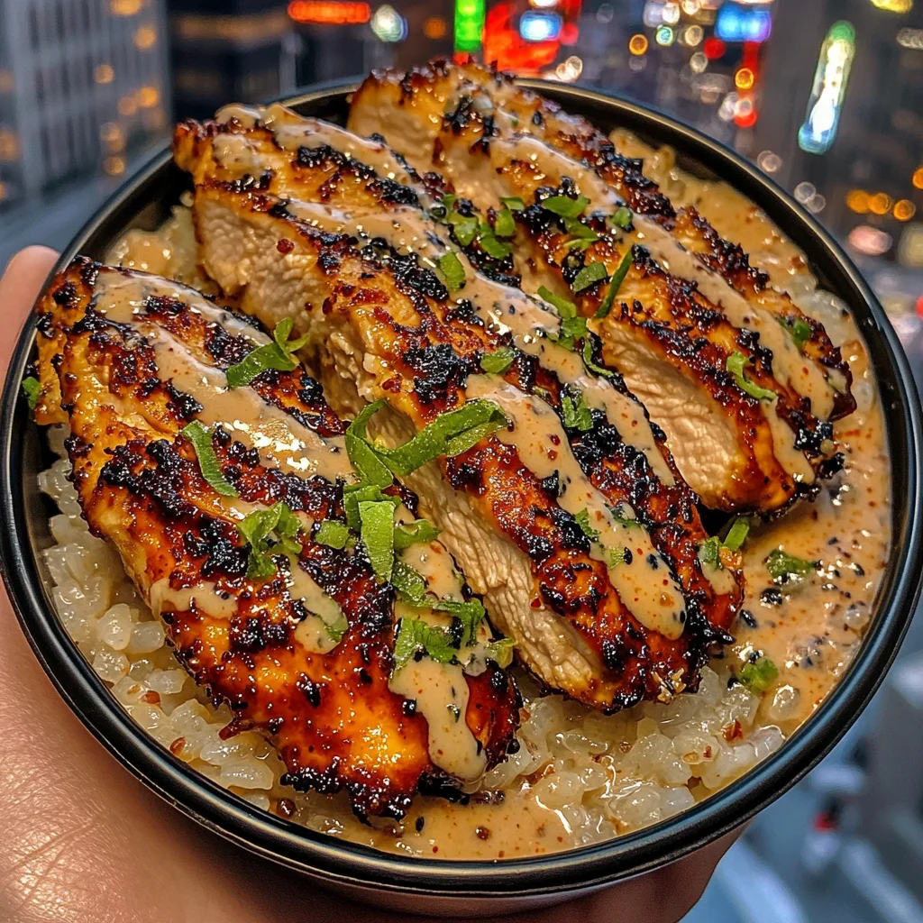Sweet Chili Chicken Rice Bowls with Sesame Lime Drizzle
