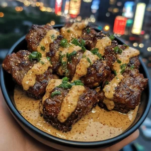 Sweet Soy Beef Bites with Creamy Gochujang Sauce