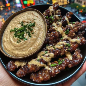 Sweet Teriyaki Beef Strips with Ginger Garlic Dip