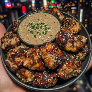 Sweet Teriyaki Chicken Bites with Sesame Garlic Dip