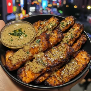 Sweet Teriyaki Salmon Strips with Citrus Dip