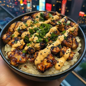 Teriyaki Chicken Rice Bowls with Spicy Ginger Mayo