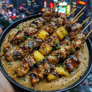 Teriyaki Glazed Chicken Skewers with Pineapple Sauce