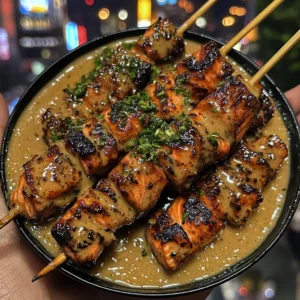 Teriyaki Glazed Salmon Skewers with Ginger Lime Sauce