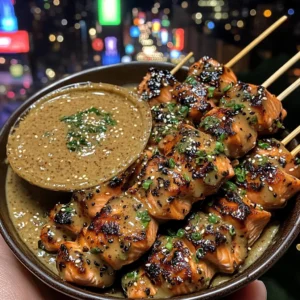 Teriyaki Glazed Salmon Skewers with Sesame Soy Dip
