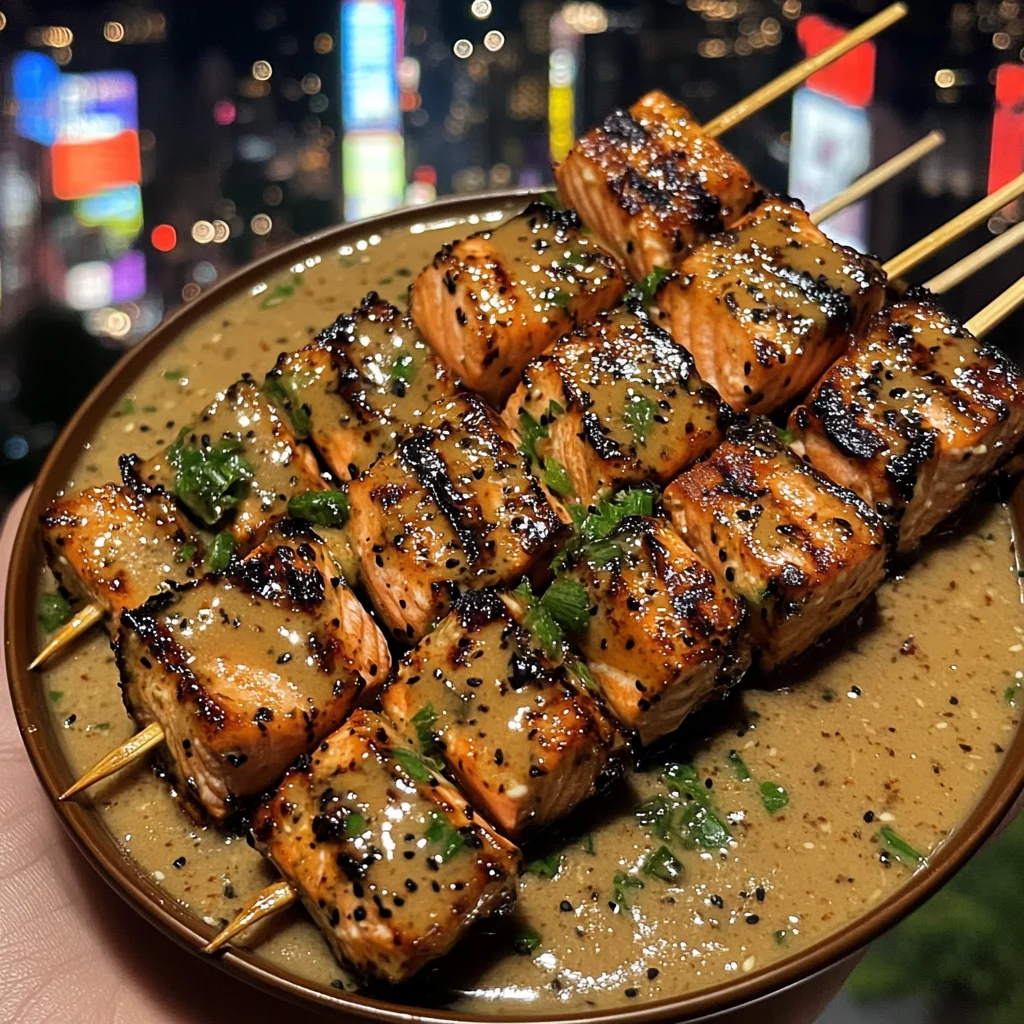 Teriyaki Salmon Skewers with Citrus Soy Sauce