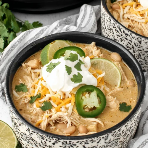 The Easiest Crockpot White Chicken Chili with Cream Cheese recipe