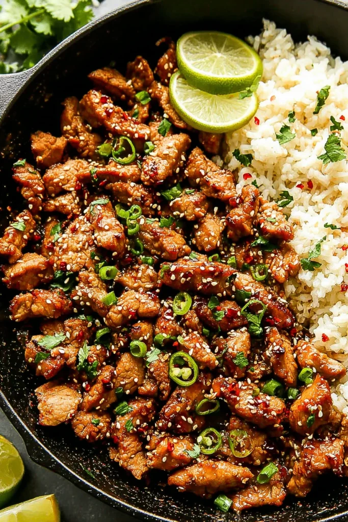 Zesty Ginger Lime Pork with Creamy Coconut Rice