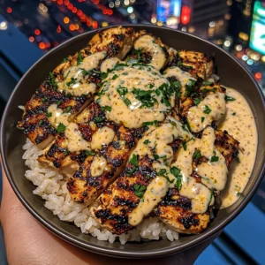 Zesty Lemon Chicken Rice Bowls with Garlic Yogurt Sauce