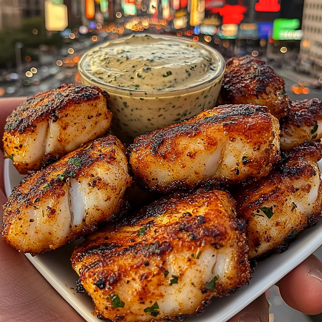 Buttery Cajun Fish Bites with Tangy Herb Dip