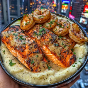 Cajun Salmon and Shrimp with Creamy Mashed Potatoes
