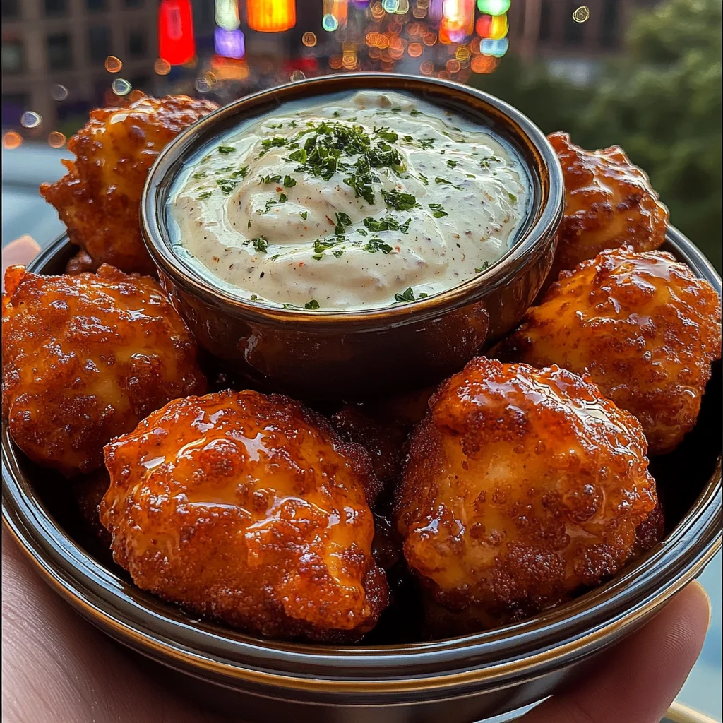 Crispy Buffalo Chicken Bites with Buttermilk Ranch Dip
