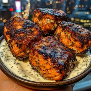 Crispy Cajun Salmon Bites with Cool Yogurt Dill Sauce