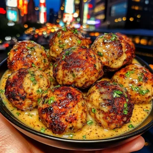 Crispy Chicken Meatballs with Honey Mustard Dip